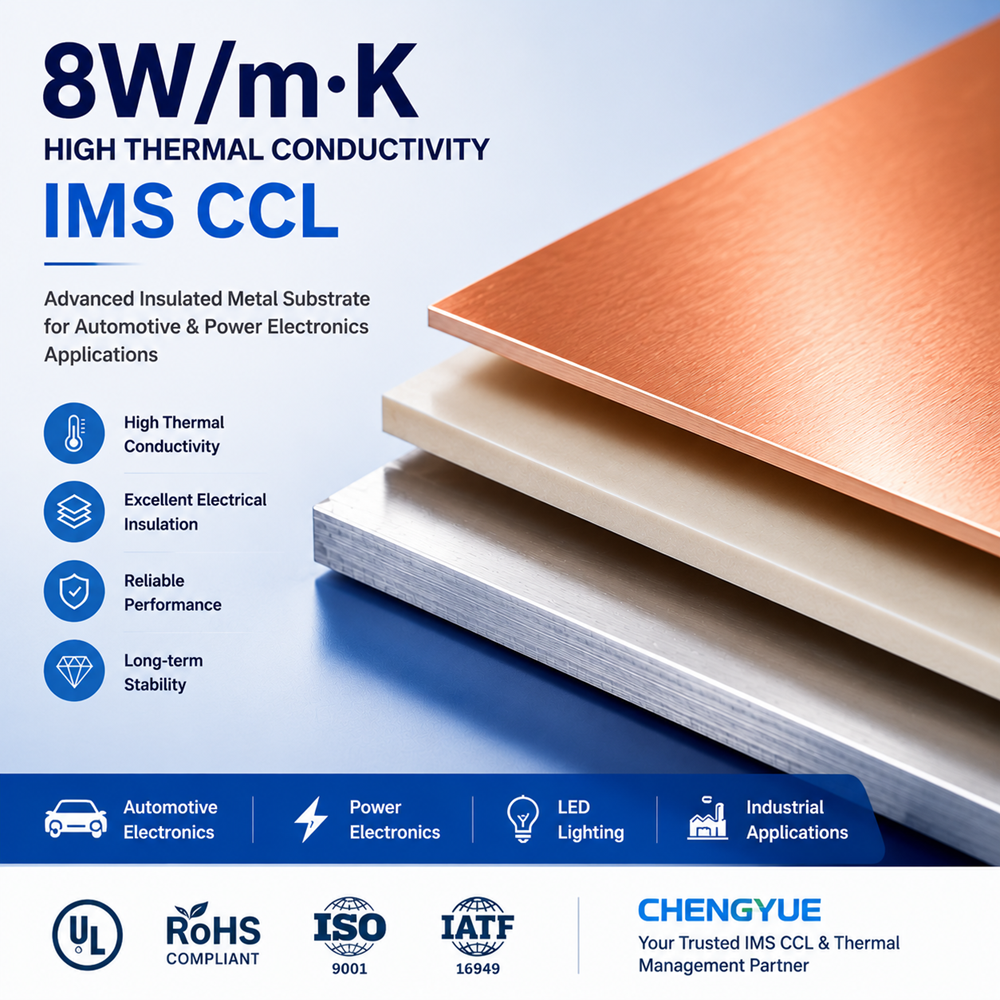 8W/m·K High Thermal Conductivity IMS PCB for Automotive and Power Electronics